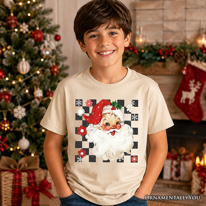 Kids Checkered Santa Claus and Merry Vintage Tee