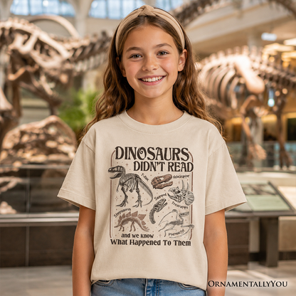 Funny Kids Dinosaur Did Not Read the Book Tee