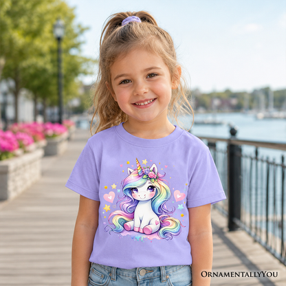 Adorable Rainbow Unicorn and Kids Cotton Tee