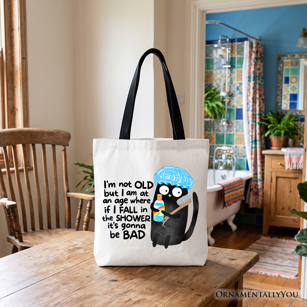 Sarcastic Old Black Cat Shower and Gift Tote
