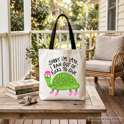 Sarcastic Turtle Tote Bag And A Funny Canvas Gift