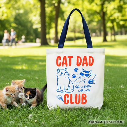 Cat Dad Club Retro Canvas Tote Bag And Gift