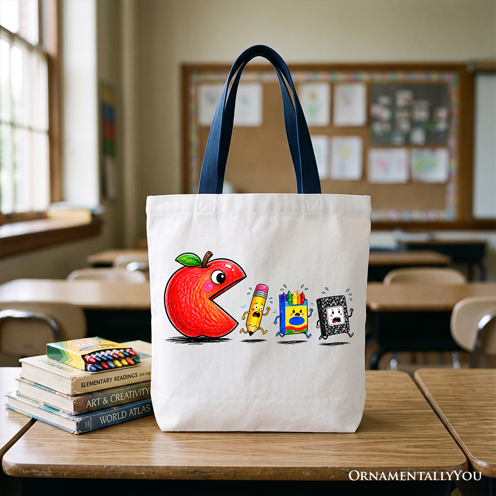 Funny Apple First Day School Tote and Bag
