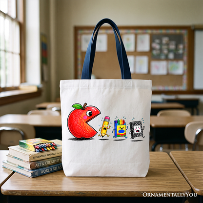 Funny Apple First Day School Tote and Bag