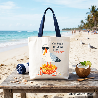 Funny Seagull Snack Stealer for a Beach Tote