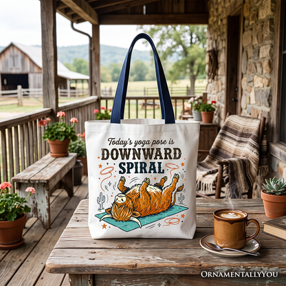 Funny Yoga Highland Cow Canvas Tote Bag and Gifts