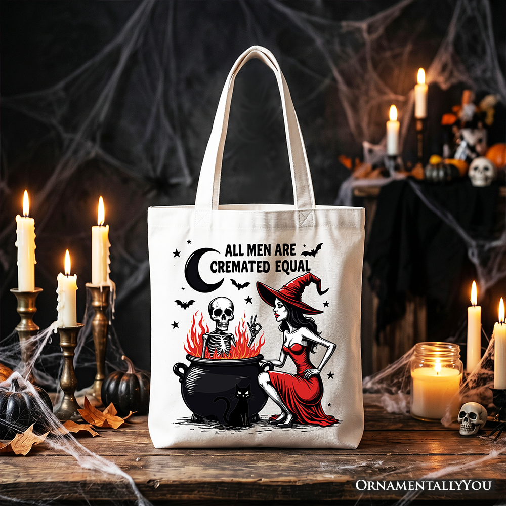 All Men Are Cremated Equal Halloween Tote Bag