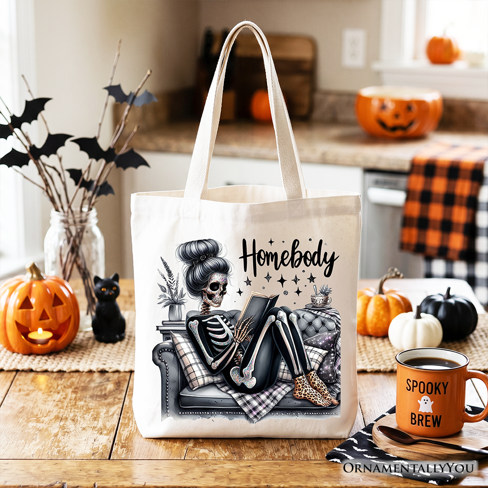 Funny Homebody and Reading Skeleton Tote