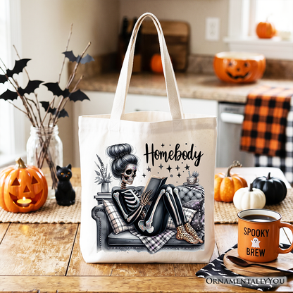 Funny Homebody and Reading Skeleton Tote