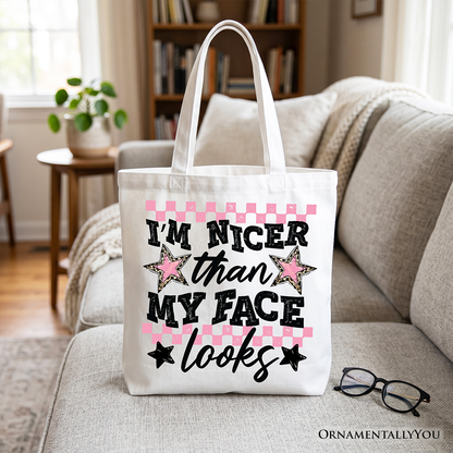 Sarcastic Tote Bag and Checkered Relatable Print