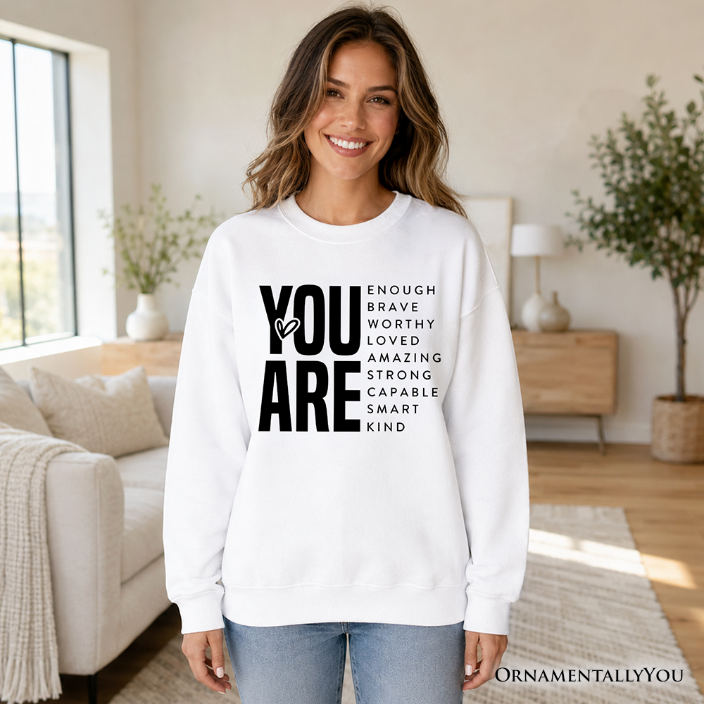 Minimalist White Sweatshirt With Encouraging Text