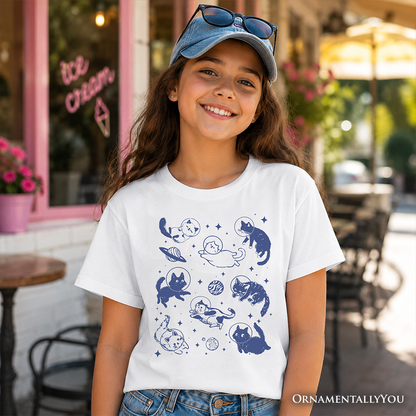 Kids Cats and Astronaut Space Retro Cotton Tee