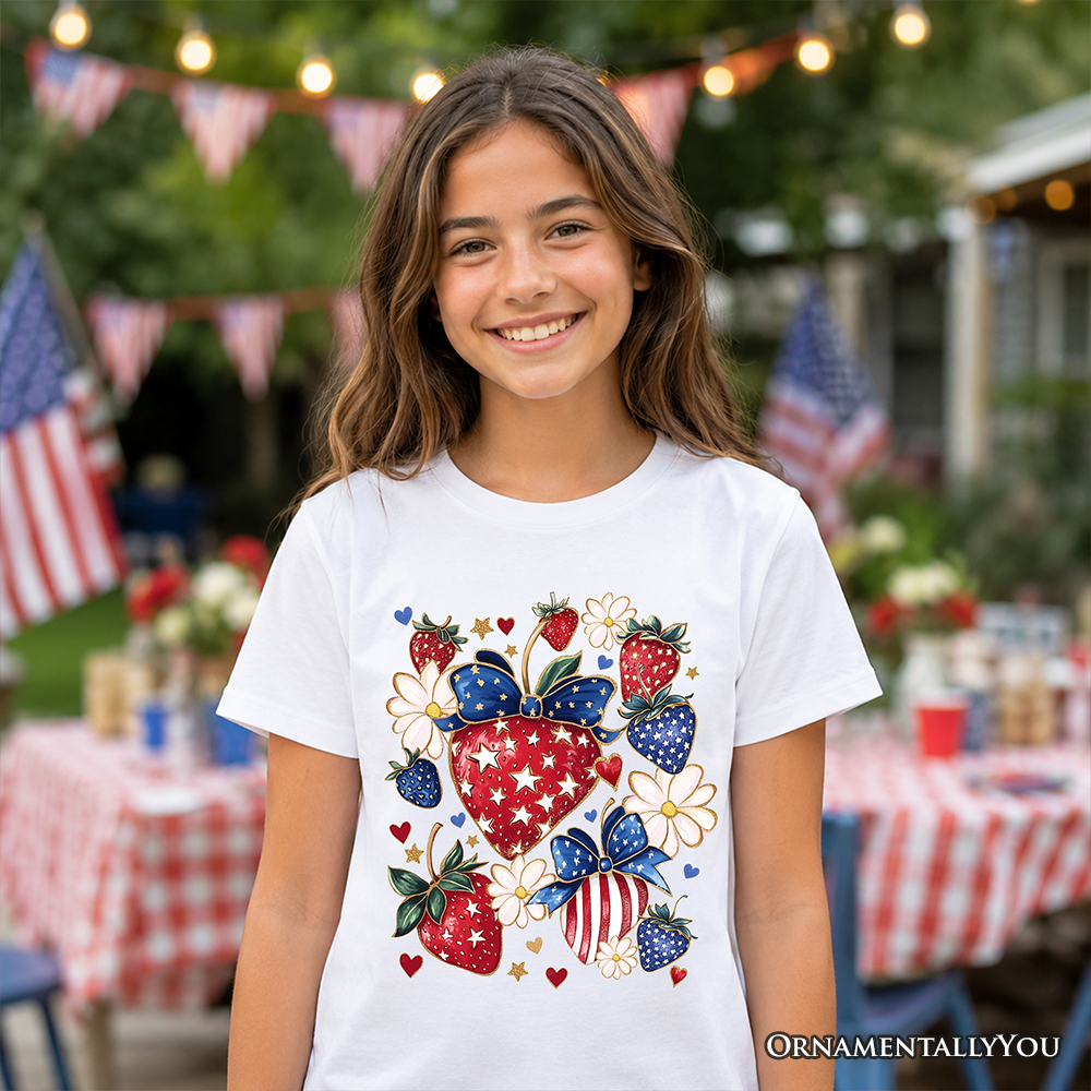Kids Patriotic Strawberry Patch Tee and Gift