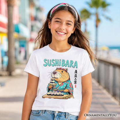 Funny Sushi Capybara Tee for Kids and Youth