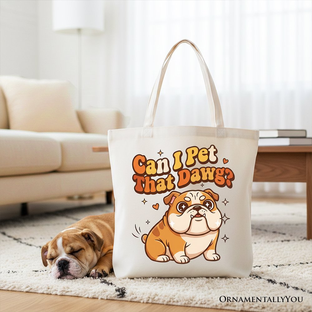 Retro Bulldog Canvas Tote Bag and Dog Gift