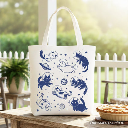 Funny and Retro Astronaut Canvas Tote Bag