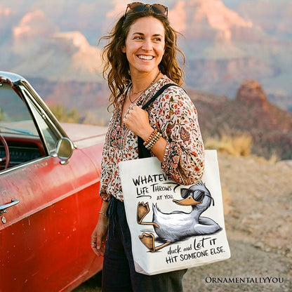 Chill Duck Life Quote Tote Bag for Gift Shoppers
