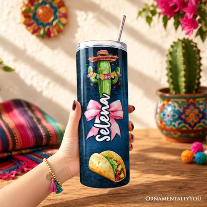 Tumbler OrnamentallyYou 20oz with lid and stainless straw Cinco de Mayo cactus design on Tampa Home & Garden Store