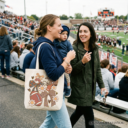 Coquette Football Mom and Daisy Fall Tote Bag