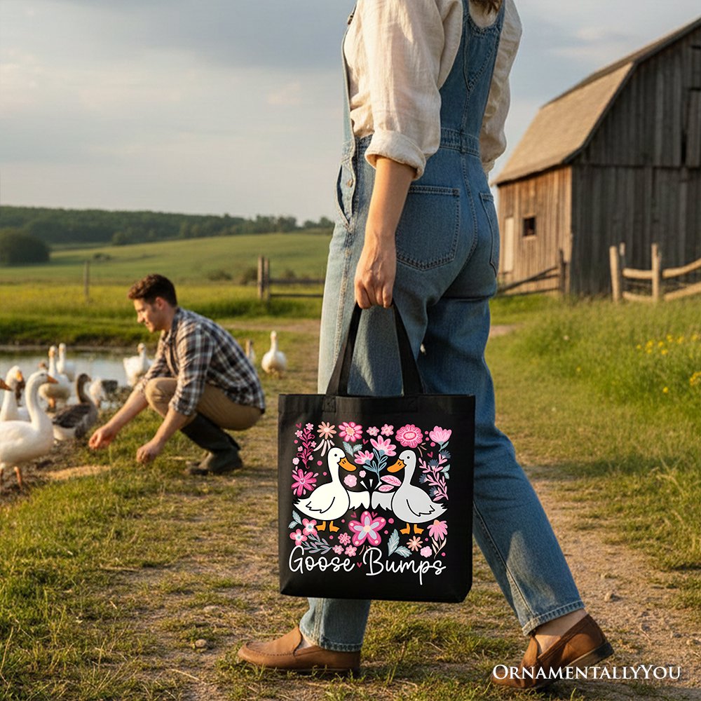 Funny Goose Bumps Floral Canvas Tote Bag and Gift