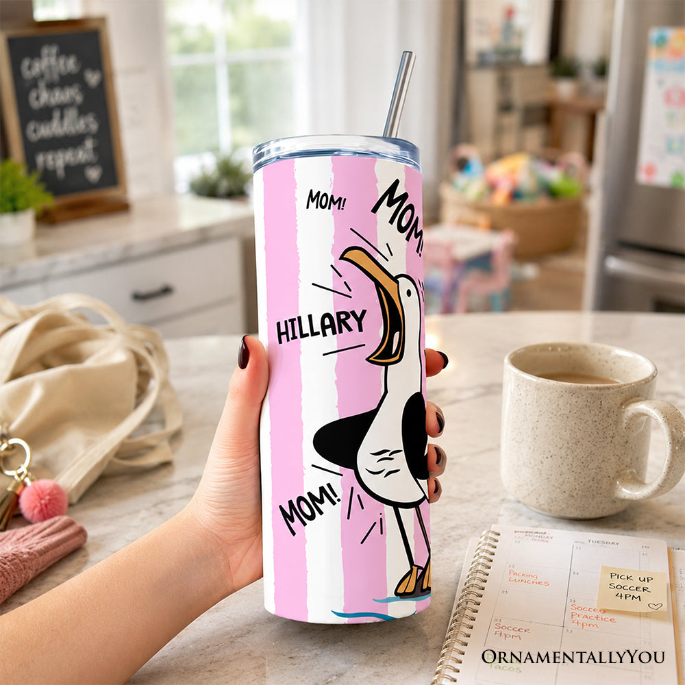 Pink Coastal Seagull Mom 20oz Tumbler and Straw