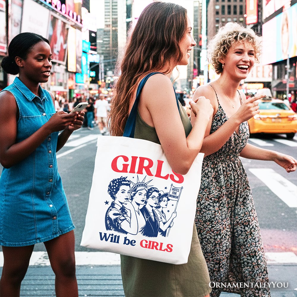 Patriotic Girls Will Be Girls Canvas Tote