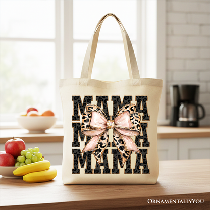 Glitter Leopard Mama Tote Bag and the Bow