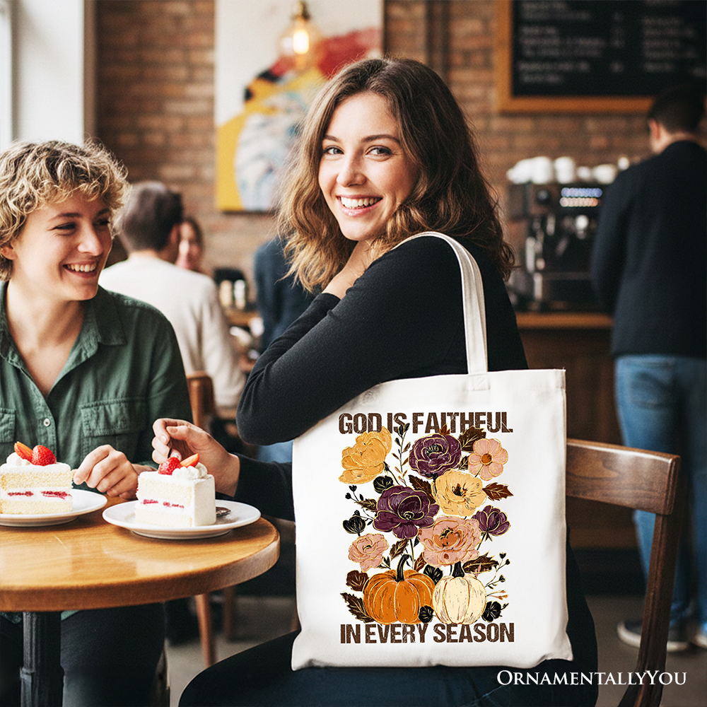 God Is Faithful And Floral Canvas Tote Bag