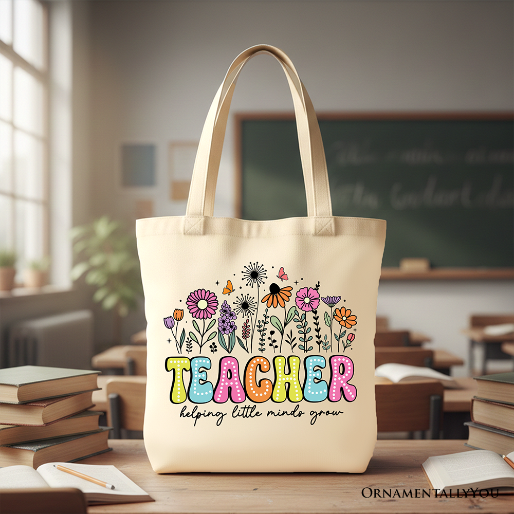 Canvas Teacher Tote Bag and Floral Pattern