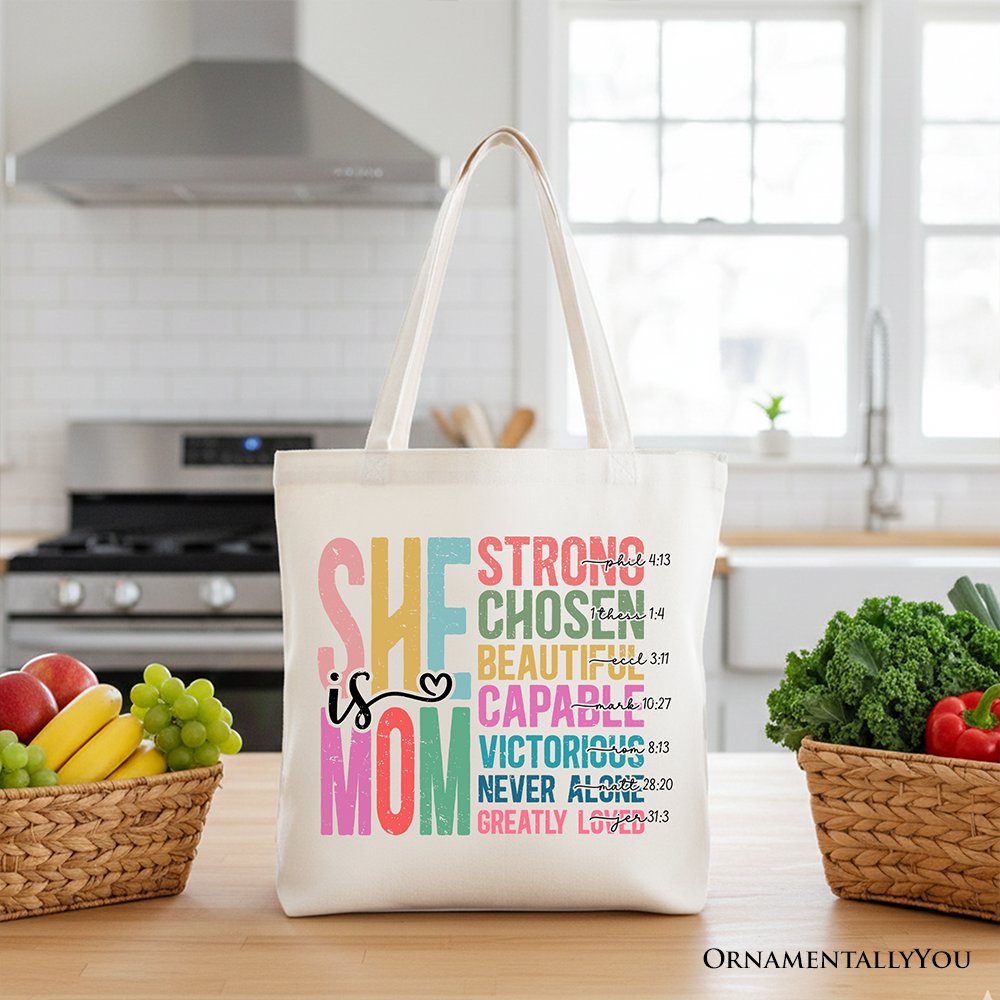 Strong Christian Mom Canvas Tote Bag and Gift