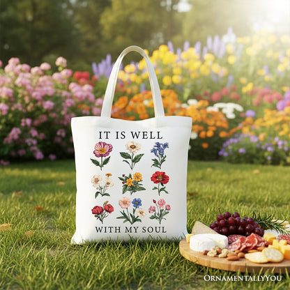 It Is Well With My Soul Floral Canvas Tote Bag