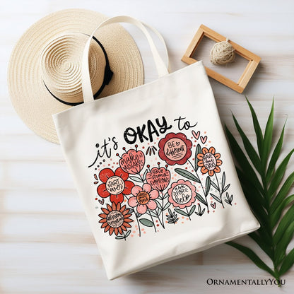 Boho Floral Affirmation Canvas Tote Bag and Gifts