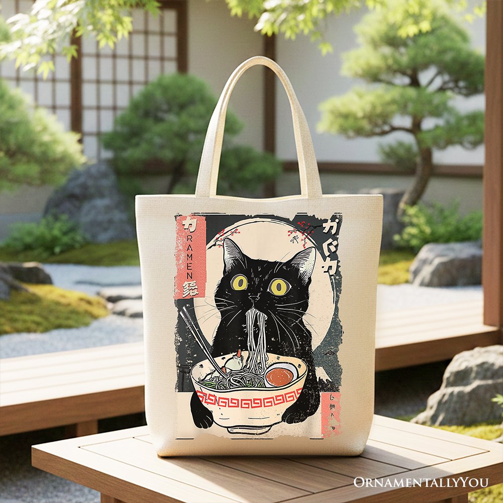 Kawaii Anime Cat Ramen and Canvas Tote Bag
