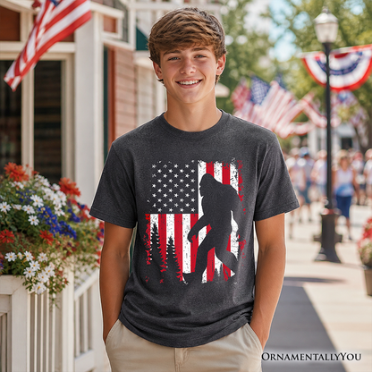 Youth Bigfoot and the American Flag Cotton Tee