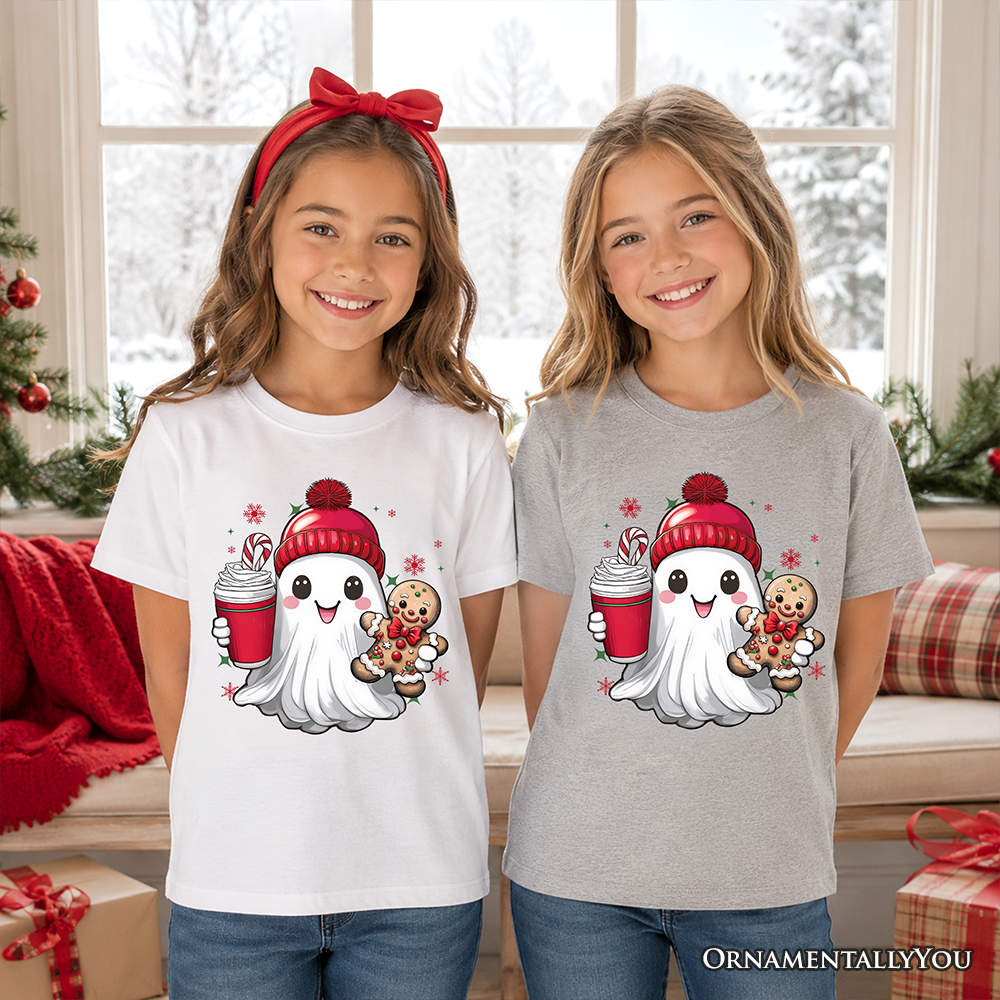 Cute Kids Ghost and Gingerbread Christmas Tee