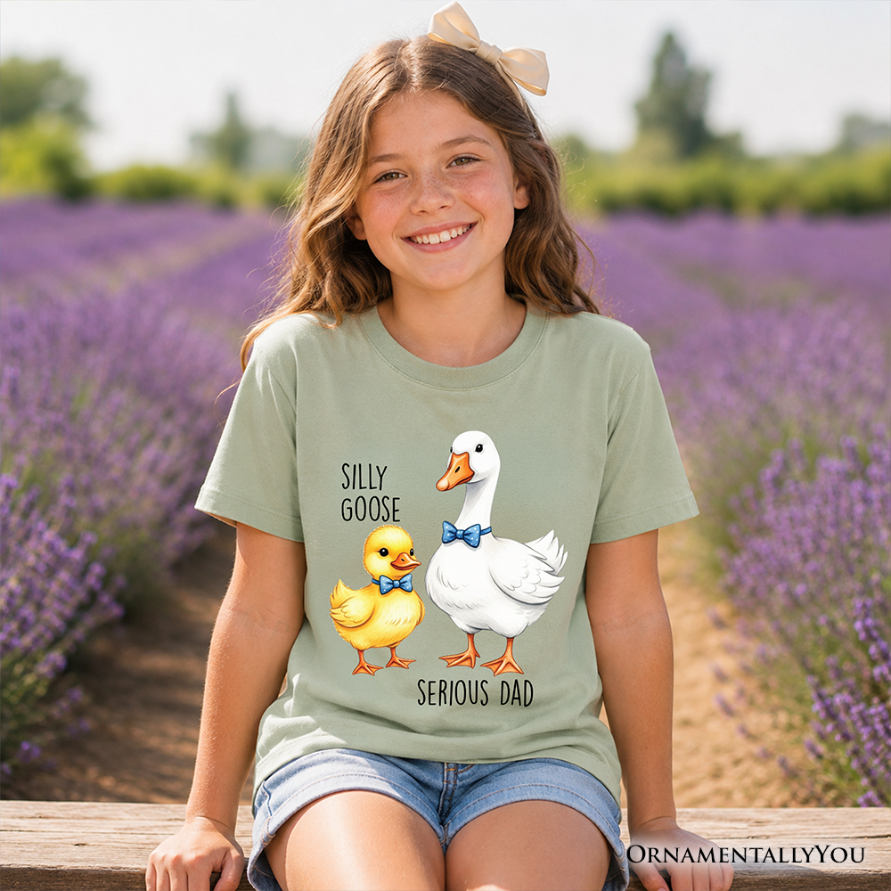 Cute Kids Silly Goose and Serious Dad Tie Shirt