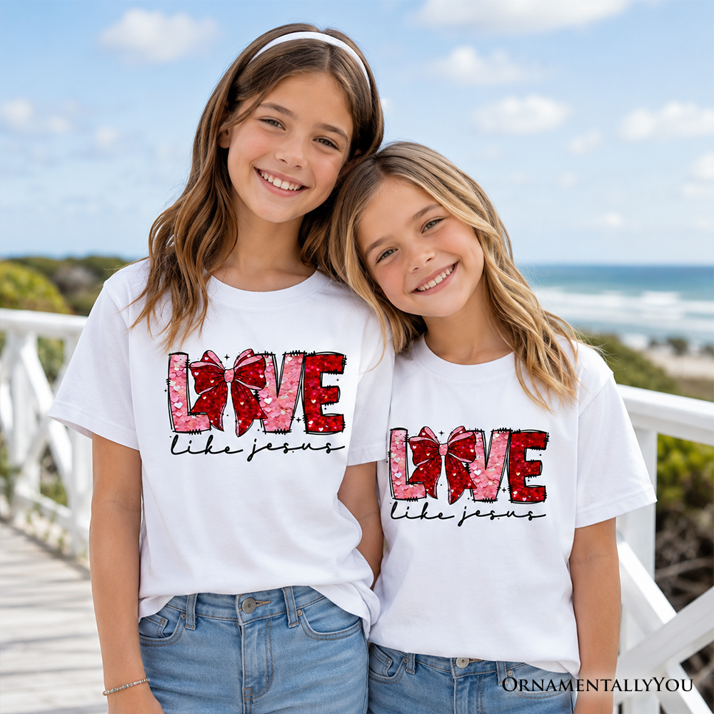 Love Like Jesus the Kids Valentine Bow Tee