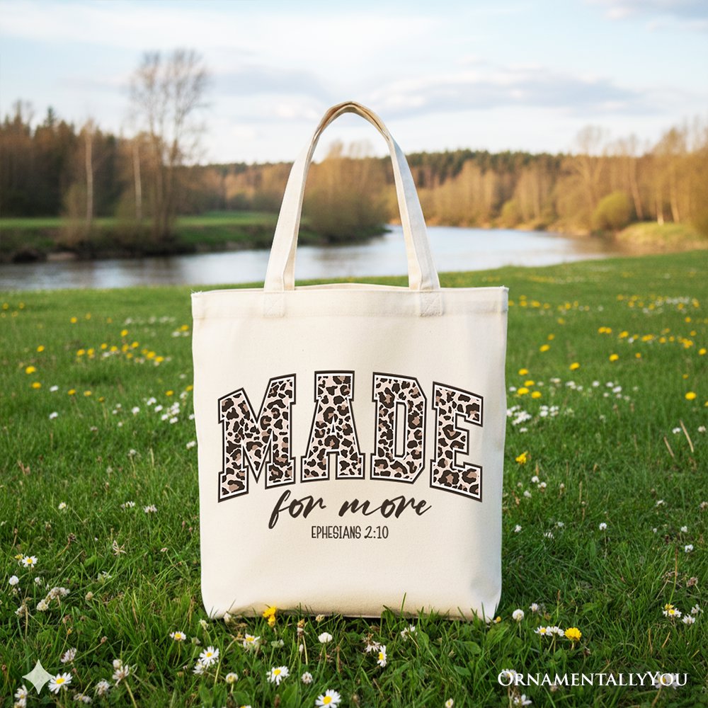 Christian Canvas Tote Bag with a Leopard Print