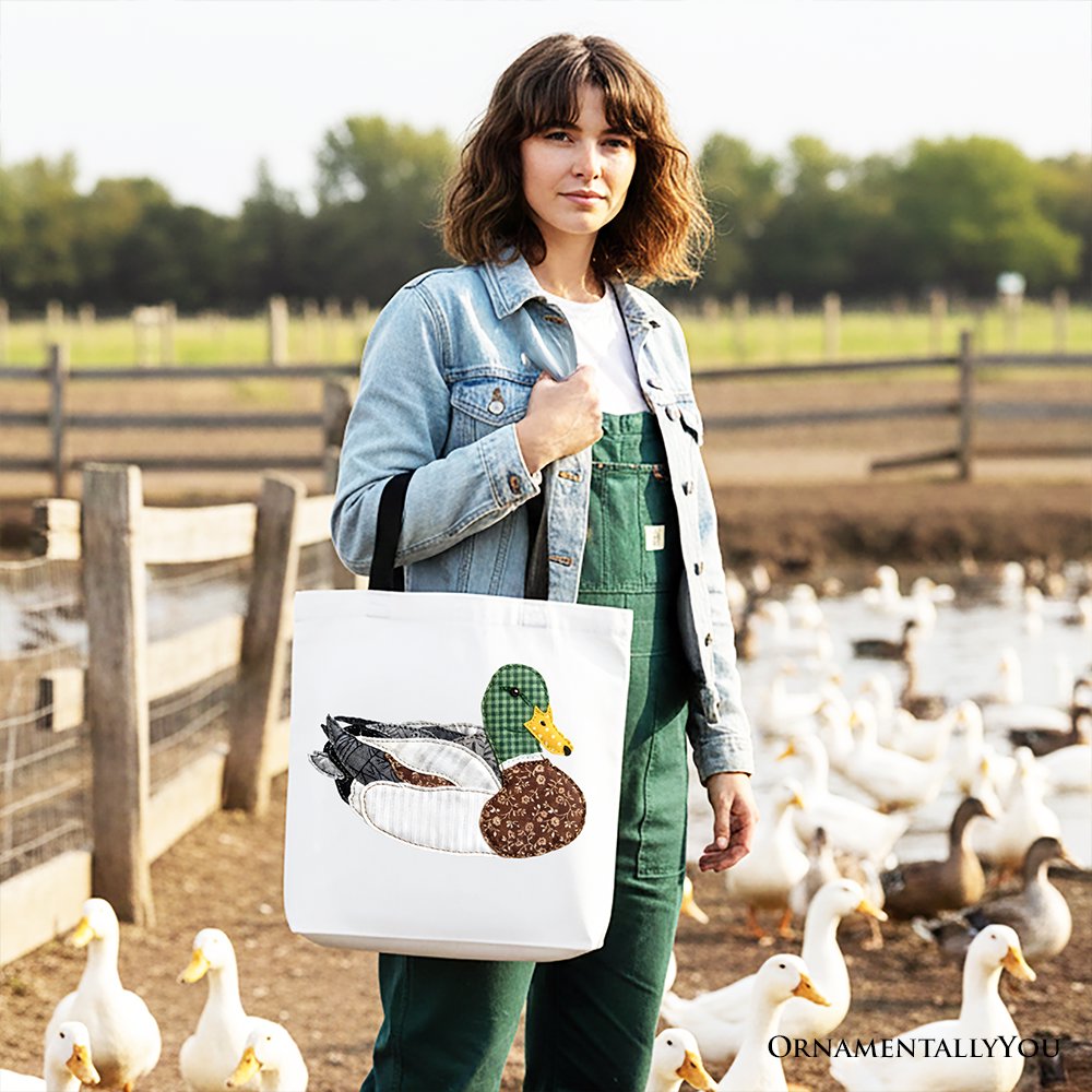 Mallard Duck Faux Patchwork Tote Bag and Shopper