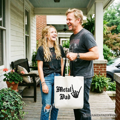 Metal Dad Skeleton Tote Bag and Rock Sign