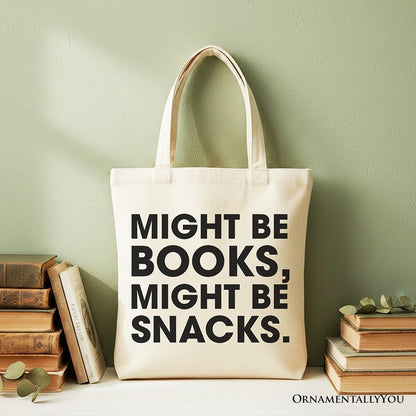 Books or Snacks Canvas Tote Bag Gift for Readers