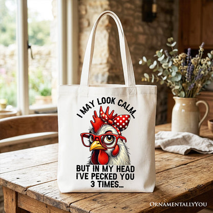 Sassy Chicken Tote Bag With Red Glasses And Bow