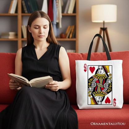 A Royal Queen Hearts Crown Canvas Tote Bag