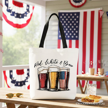 Red White and Brew Patriotic USA Canvas Tote