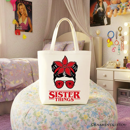 Sister Things Messy Bun Retro Canvas Tote