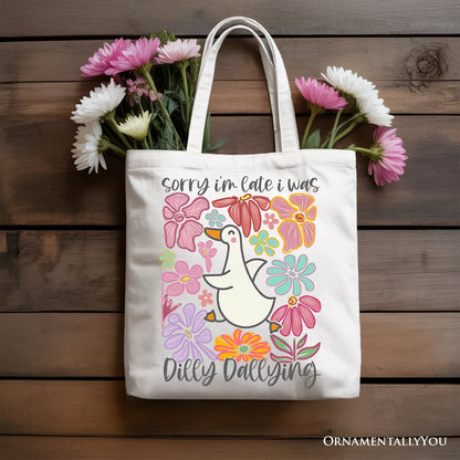 Dilly Dallying Goose Canvas Tote Bag and Gift