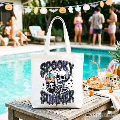Spooky Summer Skeleton Tote Bag for Coffee Fans