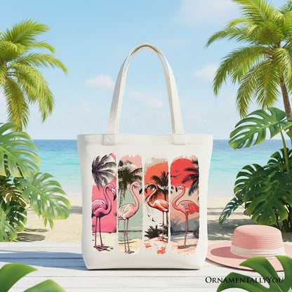 Vintage Flamingo Canvas Tote Bag and Beach Gift