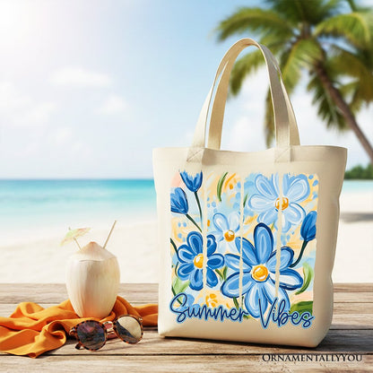 Summer Brushstroke Flowers and Canvas Tote Bag