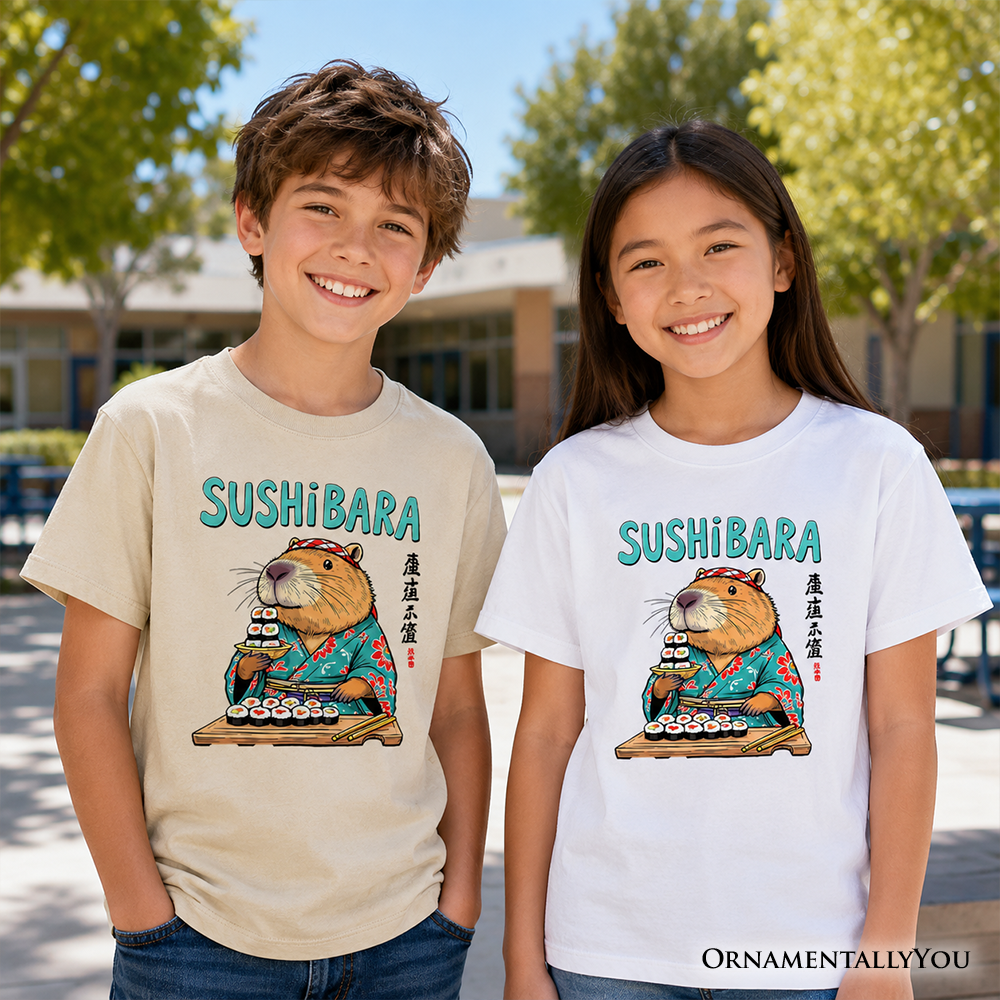 Funny Sushi Capybara Tee for Kids and Youth